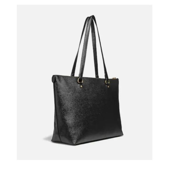 Coach 2Pcs Set BLACK Crossgrain Leather Gallery Tote Shoulder Bag/Wallet - Picture 7 of 9